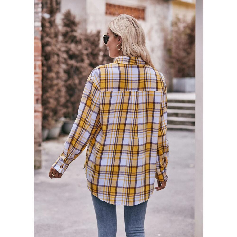 NEW Women's Oversized Cabin Flannel Loose Plaid Shacket - Picture 3 of 9